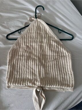 Guess by Marciano Cream Crochet Halter Tank Top